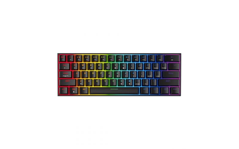 FANTECH MAXFIT61 MK857 RGB Wired 60% Mechanical Keyboard, 61 Keys Hot Swappable Type-C Programmable Gaming Keyboard, Red Switch-Black